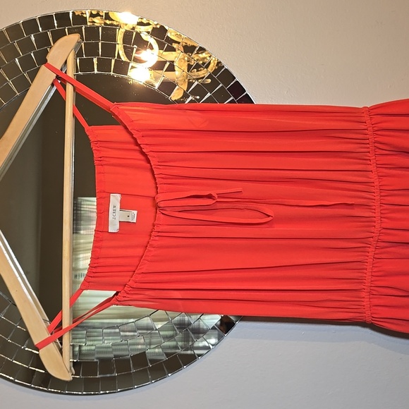 J. Crew Washable Silk Sleeveless A-Line Lined Chiffon Coral Maxi Dress NWOT - Picture 4 of 14